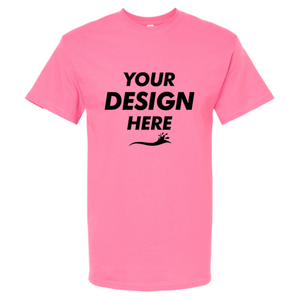 M&O Men's Gold Soft Touch T-Shirt, Azalea, Front view, Mockup