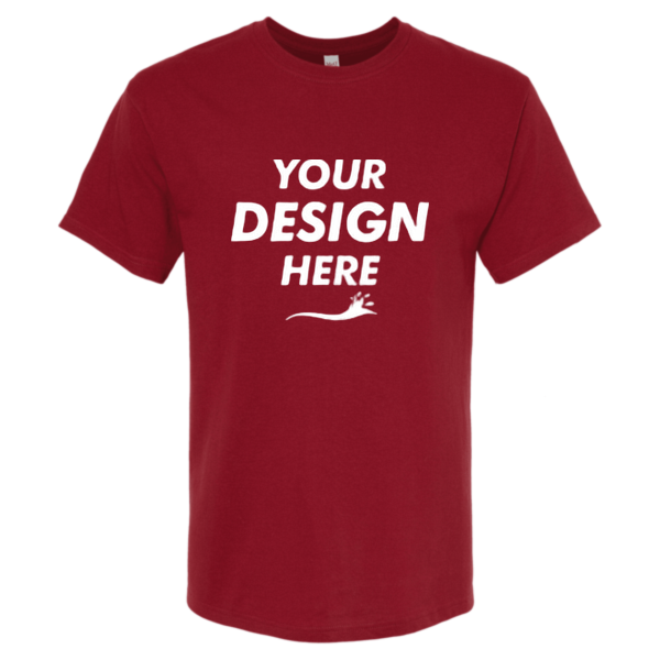 M&O Men's Gold Soft Touch T-Shirt, Cardinal Red, Front view, Mockup