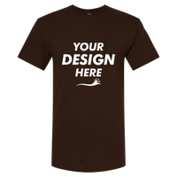 M&O Men's Gold Soft Touch T-Shirt, Chocolate, Front view, Mockup