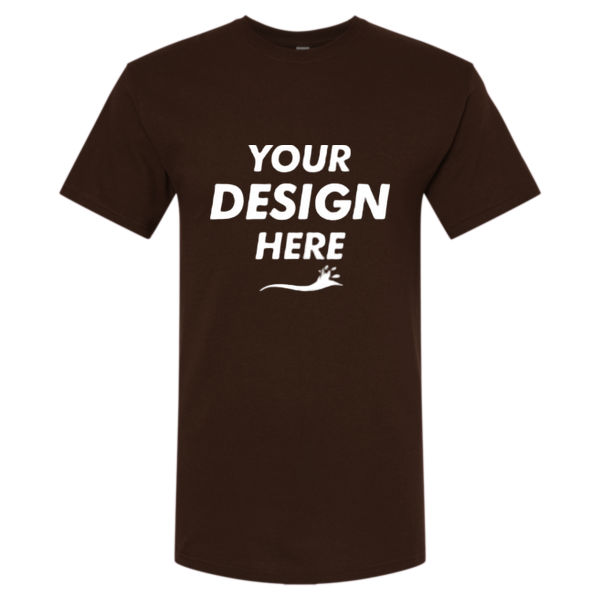 M&O Men's Gold Soft Touch T-Shirt, Chocolate, Front view, Mockup