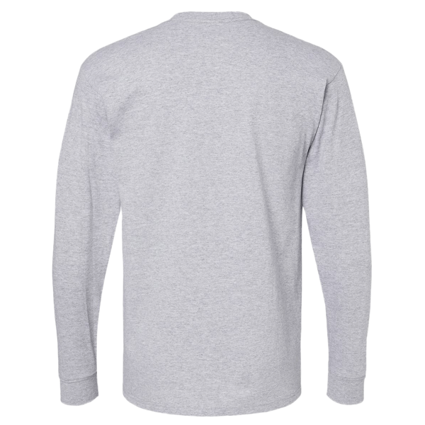 M&O Unisex Gold Soft Touch Long Sleeve T-Shirt, Athletic Grey, Back view