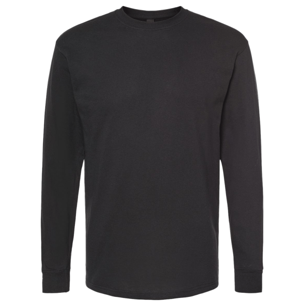 M&O Unisex Gold Soft Touch Long Sleeve T-Shirt, Black, Front view