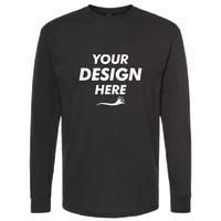 M&O Unisex Gold Soft Touch Long Sleeve T-Shirt, Black, Front view, Mockup