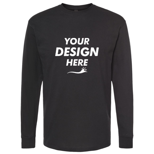 M&O Unisex Gold Soft Touch Long Sleeve T-Shirt, Black, Front view, Mockup