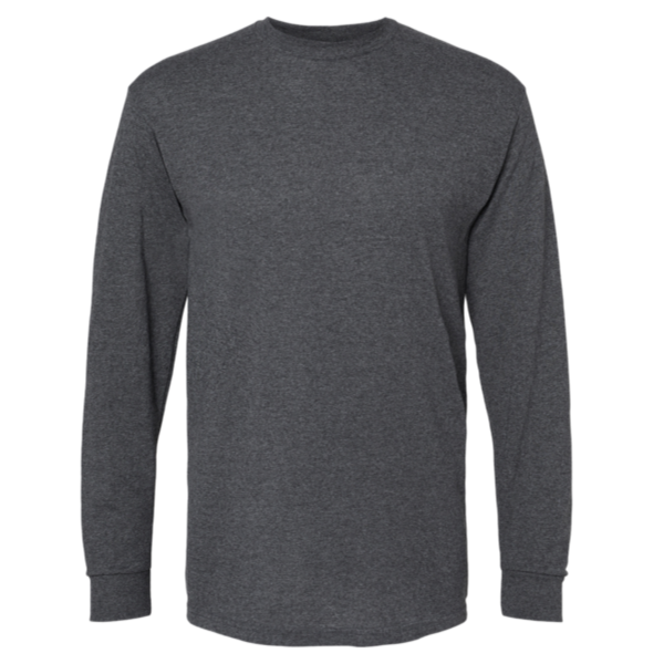 M&O Unisex Gold Soft Touch Long Sleeve T-Shirt, Dark Heather, Front view