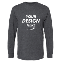 M&O Unisex Gold Soft Touch Long Sleeve T-Shirt, Dark Heather, Front view, Mockup