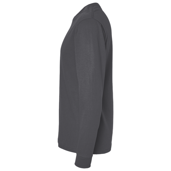 M&O Unisex Gold Soft Touch Long Sleeve T-Shirt, Dark Heather, Left Sleeve view