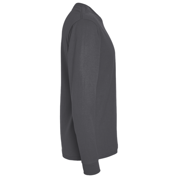 M&O Unisex Gold Soft Touch Long Sleeve T-Shirt, Dark Heather, Right Sleeve view