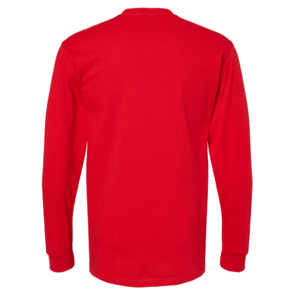 M&O Unisex Gold Soft Touch Long Sleeve T-Shirt, Deep Red, Back view