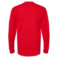 M&O Unisex Gold Soft Touch Long Sleeve T-Shirt, Deep Red, Back view