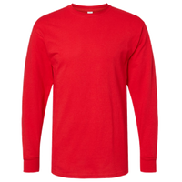 M&O Unisex Gold Soft Touch Long Sleeve T-Shirt, Deep Red, Front view