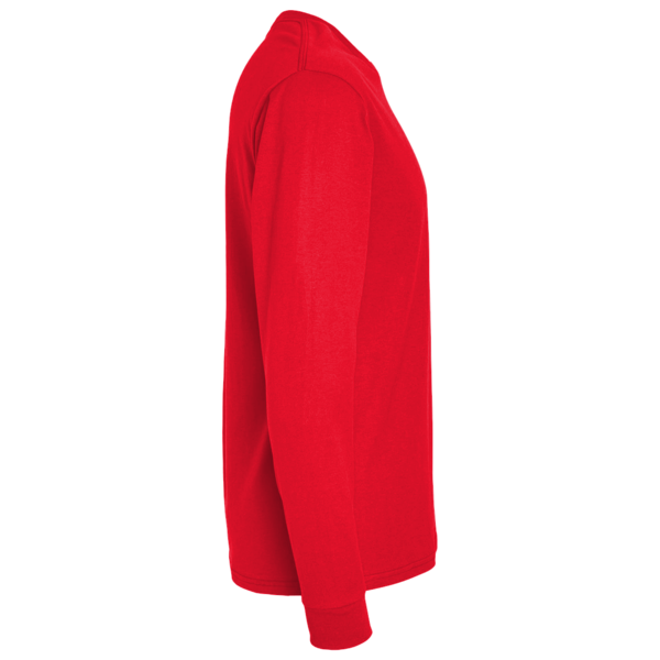 M&O Unisex Gold Soft Touch Long Sleeve T-Shirt, Deep Red, Right Sleeve view