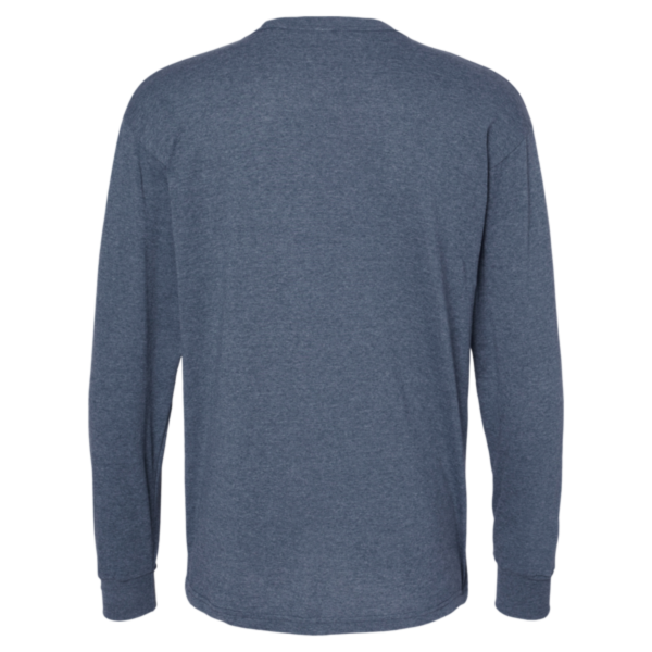 M&O Unisex Gold Soft Touch Long Sleeve T-Shirt, Heather Navy, Back view