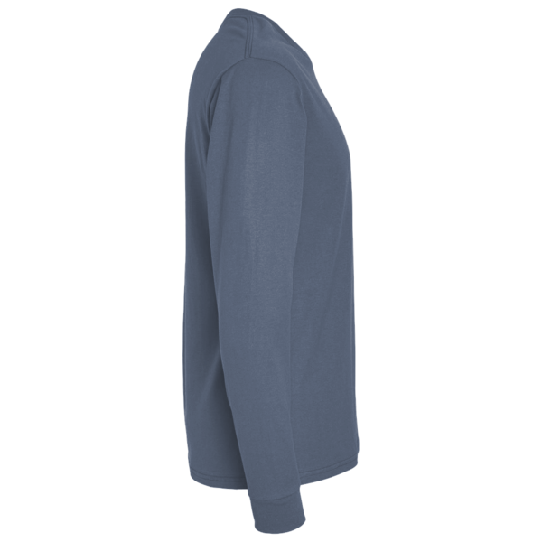 M&O Unisex Gold Soft Touch Long Sleeve T-Shirt, Heather Navy, Right Sleeve view