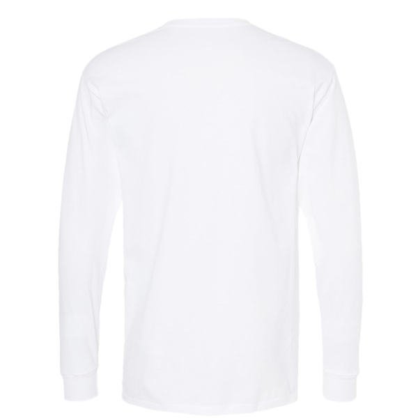 M&O Unisex Gold Soft Touch Long Sleeve T-Shirt, White, Back view