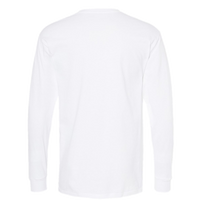 M&O Unisex Gold Soft Touch Long Sleeve T-Shirt, White, Back view