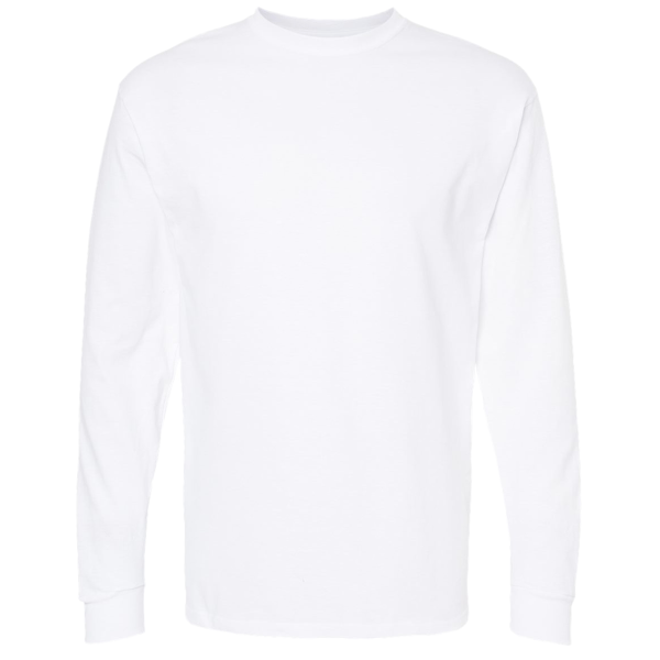 M&O Unisex Gold Soft Touch Long Sleeve T-Shirt, White, Front view