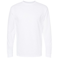 M&O Unisex Gold Soft Touch Long Sleeve T-Shirt, White, Front view