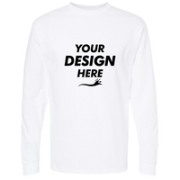 M&O Unisex Gold Soft Touch Long Sleeve T-Shirt, White, Front view, Mockup
