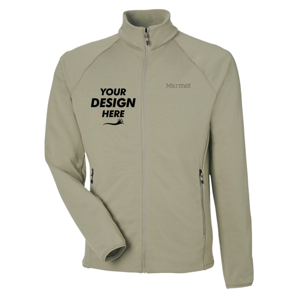 Marmot Men's Leconte Fleece Jacket, Vetiver, Front view, Mockup