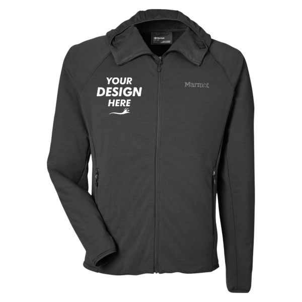 Marmot Men's Leconte Full-Zip Hooded Jacket, Black, Front view, Mockup