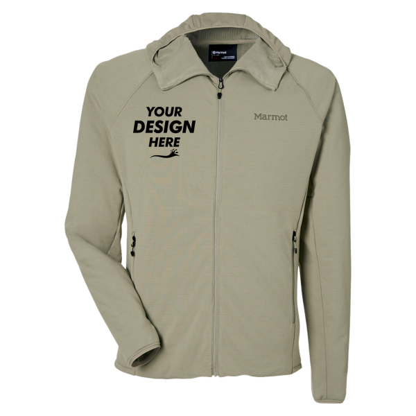 Marmot Men's Leconte Full-Zip Hooded Jacket, Vetiver, Front view, Mockup