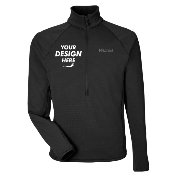 Marmot Men's Leconte Half-Zip Pullover, Black, Front view, Mockup