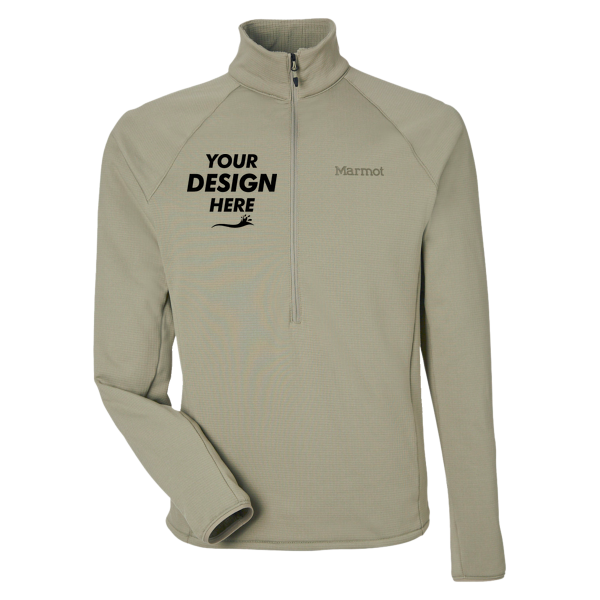 Marmot Men's Leconte Half-Zip Pullover, Vetiver, Front view, Mockup