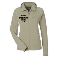 Marmot Women's Leconte Full Zip Hooded Jacket, Vetiver, Front view, Mockup
