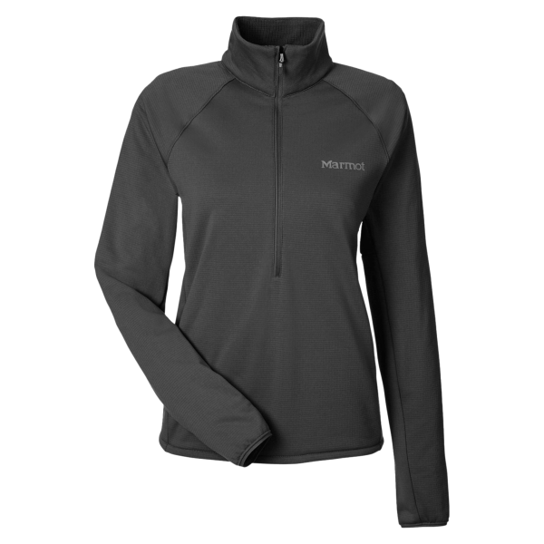 Marmot Women's Leconte Half-Zip Pullover, Black, Front view