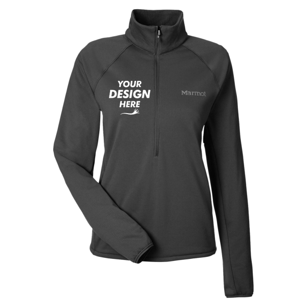 Marmot Women's Leconte Half-Zip Pullover, Black, Front view, Mockup