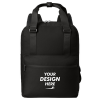 Mercer+Mettle Claremont Handled Backpack, Deep Black, Front view, Mockup