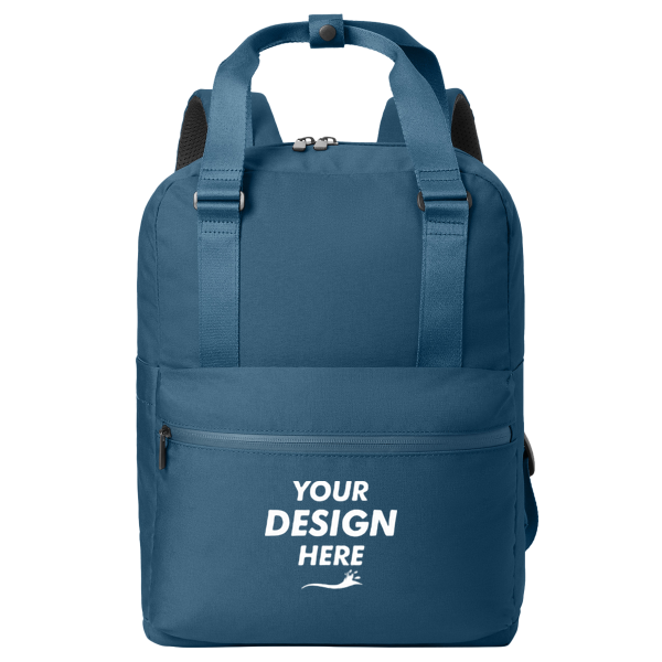 Mercer+Mettle Claremont Handled Backpack, Regatta Blue, Front view, Mockup