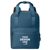 Mercer+Mettle Claremont Handled Backpack, Regatta Blue, Front view, Mockup