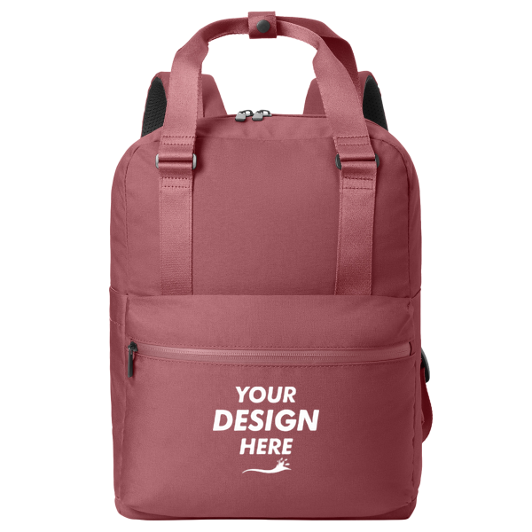 Mercer+Mettle Claremont Handled Backpack, Rosewood, Front view, Mockup