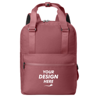 Mercer+Mettle Claremont Handled Backpack, Rosewood, Front view, Mockup