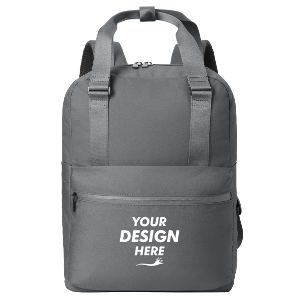 Mercer+Mettle Claremont Handled Backpack, Storm Grey, Front view, Mockup