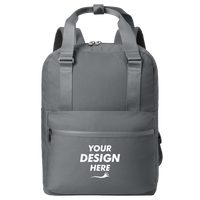 Mercer+Mettle Claremont Handled Backpack, Storm Grey, Front view, Mockup