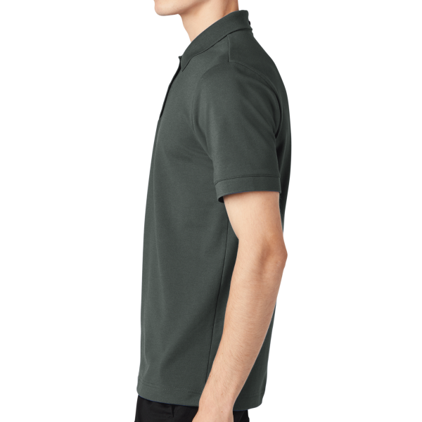Mercer+Mettle Stretch Heavyweight Pique Polo, Anchor Grey, Left Sleeve view