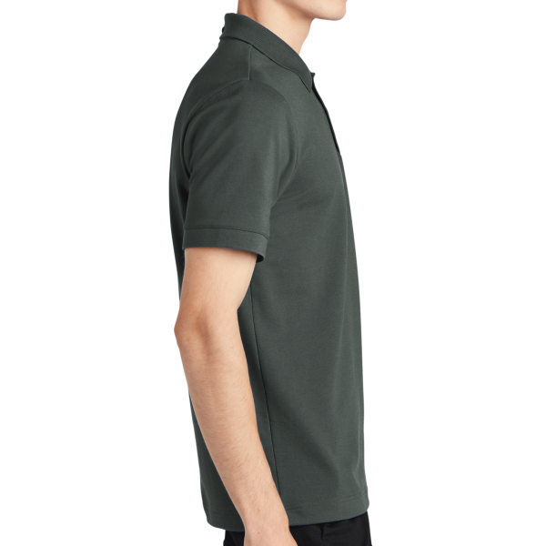 Mercer+Mettle Stretch Heavyweight Pique Polo, Anchor Grey, Right Sleeve view