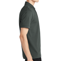 Mercer+Mettle Stretch Heavyweight Pique Polo, Anchor Grey, Right Sleeve view