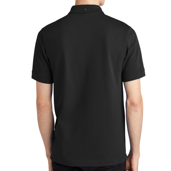 Mercer+Mettle Stretch Heavyweight Pique Polo, Deep Black, Back view