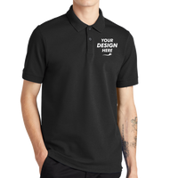 Mercer+Mettle Stretch Heavyweight Pique Polo, Deep Black, Front view, Mockup