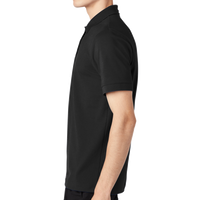 Mercer+Mettle Stretch Heavyweight Pique Polo, Deep Black, Left Sleeve view