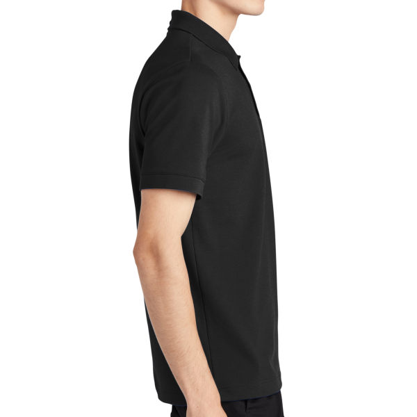 Mercer+Mettle Stretch Heavyweight Pique Polo, Deep Black, Right Sleeve view