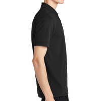Mercer+Mettle Stretch Heavyweight Pique Polo, Deep Black, Right Sleeve view