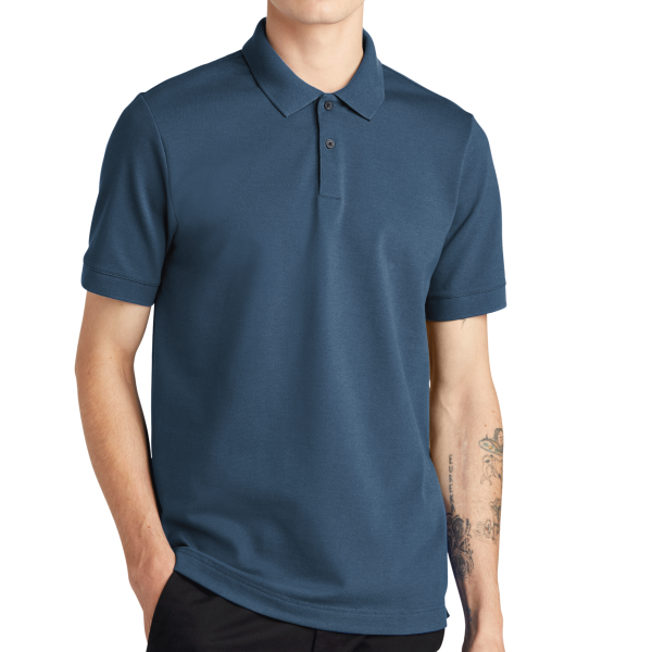 Mercer+Mettle Stretch Heavyweight Pique Polo, Insignia Blue, Front view