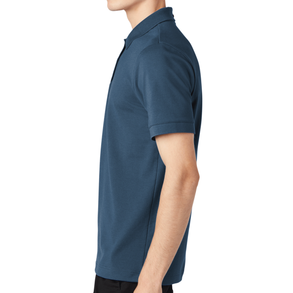 Mercer+Mettle Stretch Heavyweight Pique Polo, Insignia Blue, Left Sleeve view