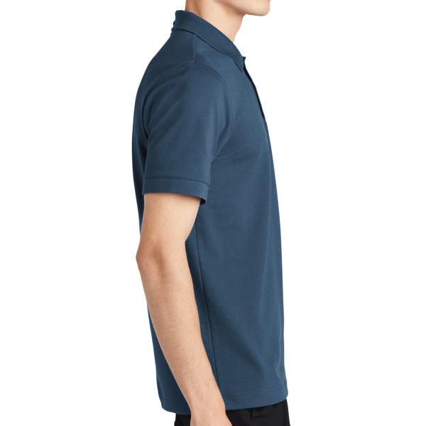Mercer+Mettle Stretch Heavyweight Pique Polo, Insignia Blue, Right Sleeve view