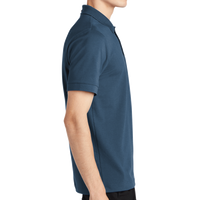 Mercer+Mettle Stretch Heavyweight Pique Polo, Insignia Blue, Right Sleeve view